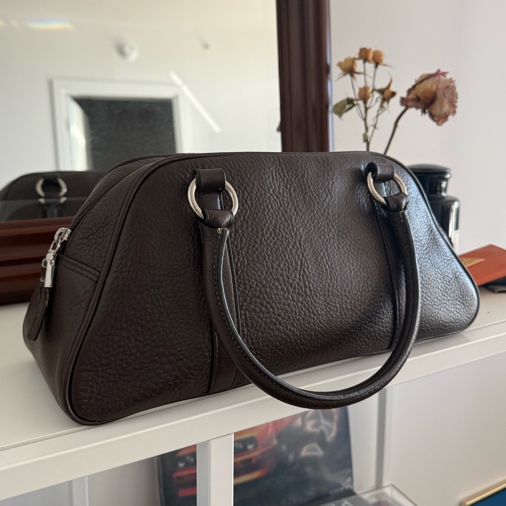 Talbots Purse Leather Top Handle/Satchel Zip Espresso Brown - Picture 3 of 10